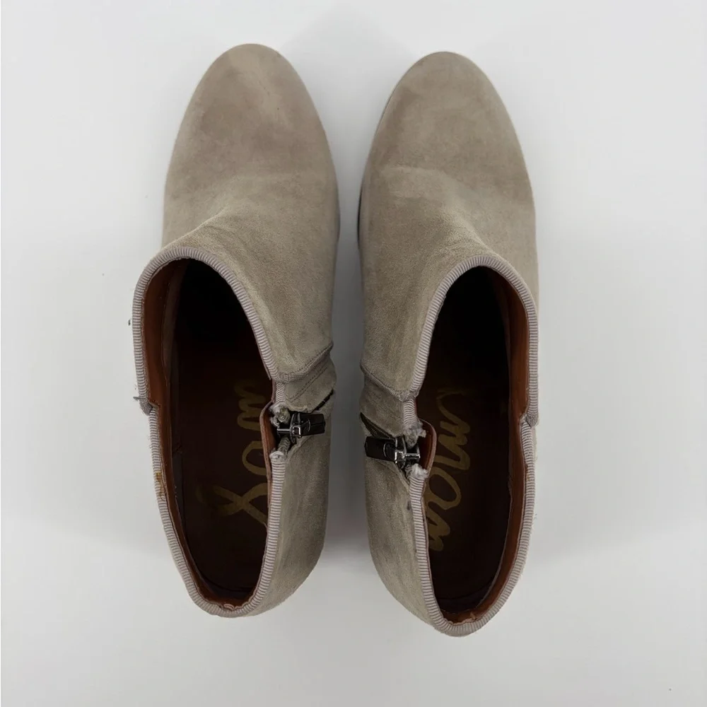 Sam Edelman Women's Size 7 Ankle Boot Taupe Gray Suede Zip - Picture 3 of 10